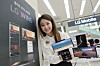 A model holds up LG Electronics' 'swiveling' Wing smartphone. [LG ELECTRONICS]