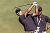 Kim Si-woo hits his second shot on the seventh hole during a practice round for the 2022 Presidents Cup at the Quail Hollow Club in Charlotte, North Carolina on Tuesday. [EPA/YONHAP]