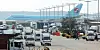 Cargo delivery trucks arrive at a cargo terminal of Incheon International Airport in Incheon earlier this month. [YONHAP]