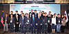 Officials including Democratic Party Rep. Park Ju-min, fifth from left, chairman of the National Assembly's Health and Welfare Committee; American Chamber of Commerce in Korea (Amcham) Chairman and CEO James Kim; and Philip Goldberg, U.S. Ambassador to Korea take a commemorative photo at Amcham Healthcare Innovation Seminar 2024. [AMCHAM]