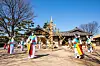Poles filled with grain gets erected at the National Folk Museum of Korea on Sunday. Byeotgaritdae Seugi is a Jeongwol Daeboreum custom to wish for good harvest and happiness. [NATIONAL FOLK MUSEUM OF KOREA]