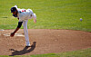 Doosan Bears’ pitcher Ariel Miranda throws a pitch during the third inning of a game against the LG Twins at Jamsil Baseball Stadium in southern Seoul on Sunday. Miranda threw four strikeouts during the game to take his season total to 225, breaking the KBO’s all-time single-season strikeout record. The late Choi Dong-won held the KBO record for 36 years, after throwing 223 strikeouts in 1984. [YONHAP]