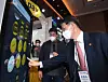 Financial Services Commission Chairman Eun Sung-soo tests some of the technology of KakaoPay displayed during Korea Fintech Week, an FSC exhibition, held in Yeouido last month. [YONHAP]