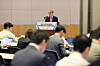Chung-Ang University professor Jung Dong-wook, head of the advisory committee for Korea's 11th Basic Plan on Electricity and Supply (BPE), outlines the government's plans for electricity generation until 2038 in a briefing at FKI Tower in southern Seoul on Friday. [YONHAP]