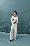 A model poses while wearing loungewear from casual wear and dress clothing brand Juicy Couture. According to the brand, knit loungewear is especially popular these days. [JUICY COUTURE]