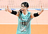 The GS Caltex Seoul Kixx's Jung Dae-young celebrates during a V League game against Suwon Hyundai Engineering & Construction Hillstate at the Jangchung Arena in central Seoul on Nov. 3. [KOREA VOLLEYBALL FEDERATION]