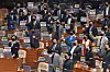 Lawmakers of the PPP stand up to passage of the impeachment motion of Judge Lim Seong-geun at the National Assembly on Thursday. [NEWS1]