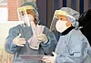 Medical personnel at a testing center in Seosan, South Chungcheong, on Friday, where a group of Air Force officers have tested positive, giving way to one of many clusters rising sporadically throughout the nation. [NEWS1]