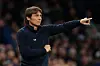 Tottenham Hotspur manager Antonio Conte gestures on the touchline during a Premier League match against Liverpool at Tottenham Hotspur Stadium in London on Sunday. [AFP/YONHAP]