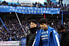 Suwon Samsung Bluewings' Kim Joo-chan, right, exits the pitch after his team's relegation to the K League 2 after a goalless draw with Gangwon FC on Dec. 2. [NEWS1]