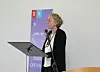 Swiss Ambassador to Korea Dagmar Schmidt Tartagli speaks at the kick-off event for the 8th Swiss-Korean Innovation Week at the embassy in central Seoul on May 19. This year’s Innovation Week aims to facilitate science diplomacy between Korea and Switzerland, with policymakers and researchers who discussed directions to set boundaries and rules between technology and humanity. The event began on Monday and will run through Friday. [EMBASSY OF SWITZERLAND]