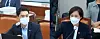 Rep. Kim Byeong-wook, left, demands Education Minister Yoo Eun-hae answer after criticizing the content of seven 'Nadaum' books on Aug. 25. [SCREEN CAPTURE]