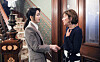 First lady Kim Keon-hee, left, meets with Cindy Warmbier at the Old Korean Legation in Washington on Wednesday. [OFFICE OF THE PRESIDENT OF KOREA]