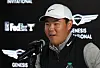 Tom Kim speaks to the media at a press conference during a pro-am before the Genesis Invitational at Riviera Country Club on Wednesday in Pacific Palisades, California. [GETTY IMAGES]