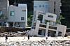 An apartment building in Pohang, North Gyeongsang damaged by Typhoon Hinnamnor. The typhoon left at least three people dead, nine missing and one injured, mostly in the southeastern coastal city of Pohang. [YONHAP]