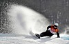 Alpine snowboarder Lee Sang-ho races down the slope during the men's giant parallel slalom race at the 2018 PyeongChang Olympics in Gangwon. [YONHAP]