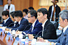 Financial Supervisory Service Gov. Lee Bok-hyun, second from right, speaks during a conference on shareholder activism held on Thursday in western Seoul. [YONHAP]