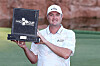 Jason Kokrak of the United States poses for a photo with the trophy after wining the CJ CUP @ SHADOW CREEK in Las Vegas, Nevada on Sunday. [GETTY IMAGES FOR THE CJ CUP]