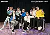 Boy band BTS poses with Samsung Electronics' BTS edition smartphone and ear buds. [SAMSUNG ELECTRONICS]