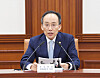 Finance Minister Choo Kyung-ho speaks during a ministerial meeting held at the government complex in central Seoul on Monday. [MINISTRY OF ECONOMY AND FINANCE]