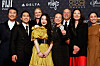 The cast of ″Pachinko″ poses in the press room with the award for Best Foreign Language Series during the 28th Annual Critics Choice Awards at the Fairmont Century Plaza Hotel in Los Angeles, California on January 15, 2023. [AFP]