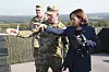 U.S. Vice President Kamala Harris, right, looks at North Korea from Observation Post Ouellette inside the demilitarized zone separating Korea at the western section of the inter-Korean border in Paju, Gyeonggi, on Thursday. [YONHAP]