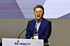 KG Mobility Chairman Kwak Jea-sun speaks during a press event held at Kintex, Gyeonggi, in March. [KIM JONG-HO]