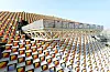 The facade of the pavilion has been built with 1,597 colorful cubes to express Korea's dynamism. [KOREA TRADE-INVESTMENT PROMOTION AGENCY]