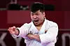 Park Hee-jun goes through his moves at the men's kata. [YONHAP]