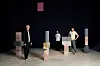 Superflex stands in its latest exhibition ″Fish & Chips″ at Kukje Gallery in central Seoul. From left: Rasmus Rosengren Nielsen, Bjørnstjerne Christiansen and Jakob Fenger [KUKJE GALLERY]
