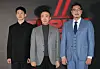 From left, actors Kim Mu-yeol, Lee Sung-min and Cho Jin-woong pose for a photo during the press screening for 'The Devil's Deal' at MegaBox COEX branch in Gangnam District, southern Seoul, on Monday. [YONHAP]