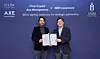 Adrian Cheng, founding partner of Axe Management Partners, left, and IMM Investment CEO Chang Dong-woo [IMM INVESTMENT]