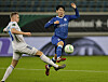 KAA Gent's Hong Hyun-seok, right, in action with Molde's Eirik Haugan during a Europa Conference League Group F match at KAA Gent Stadium in Ghent, Belgium on Nov. 3. [REUTERS/YONHAP]