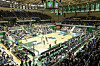 Fans gather at Wonju Gymnasium in Wonju, Gangwon on Saturday night for the annual New Year's basketball game. The late-night game begins at 10 p.m. on New Year's Eve, inviting basketball fans to ring in the New Year from the bleachers. The game, which has always been a popular fixture on the KBL calendar, was canceled for the last two years due to Covid-19. This year the Wonju DB Promy beat the Jeonju KGC Egis 102-90 for the win.  [YONHAP]