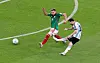 Argentina's Lionel Messi scores their first goal against Mexico at Lusail Stadium, Lusail, Qatar on Saturday. [REUTERS/YONHAP]