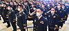 Recently promoted one-star generals salute President Moon Jae-in at a ceremony in the Blue House on Thursday, where Moon conferred ceremonial swords to 75 newly-promoted one-star generals. Opposition politicians criticized a 'promotion spree' in the final month of Moon’s term.  [JOINT PRESS CORPS]