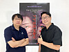 Producer Jeon Byung-jin, left, and director Cho Kyung-hun pose in front of the poster for their animated film 'Beauty Water' which hit local theaters on Wednesday. [SS ANIMENT]