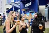 Visitors of OB's Cass booth enjoy cups of beer on the sidelines of a cultural exhibition at Korea House in Paris. [OB]