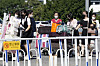 In a photo taken by Kyodo News Agency, North Korean women push trolleys laden with baggage as they walk towards Terminal 2 of Beijing Capital International Airport on Tuesday, the first day that flights by the North's national carrier Air Koryo resumed between Pyongyang and Beijing. [KYODO/YONHAP]