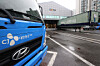 Delivery trucks are parked at a CJ Logistics terminal in Seoul on Aug. 14, designated as “No Delivery Day,” when couriers nationwide take a day off. [YONHAP]