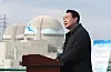 President Yoon Seok-yul speaks in front of the construction site of Shin-Hanul 3 and 4 [YONHAP]