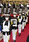 A burial ceremony is underway at Daejeon National Cemetery on Wednesday for seven soldiers killed in North Korea during the 1950-53 Korean War. They are among 147 South Korean warriors whose remains returned home from the North via Hawaii last month, 70 years after the outbreak of the conflict. [KIM SEONG-TAE]