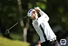 Hwang Jeong-mee hits a tee shot on the 10th hole during the second round of the 11th KG Edaily Ladies Open in Yongin, Gyeonggi on Saturday. [NEWS1]