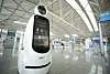 The robot Airstar, created to assist passengers, sits idly at Incheon International Airport, which has been relatively quiet during the coronavirus pandemic. [YONHAP]