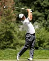 Kim Joo-hyung plays his shot from the ninth tee during the final round of the Rocket Mortgage Classic at Detroit Golf Club on Sunday in Detroit, Michigan. [AFP/YONHAP]