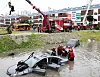Firefighters practice rescue operations in case of a vehicle flooding during comprehensive training in Yeongdeungpo District, western Seoul, on Thursday afternoon. [YONHAP]