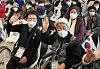 Ethnic Koreans, who were taken to Russia's far eastern island of Sakhalin for forced labor during Japan's 1910-45 colonial rule, and their family members attend a welcoming ceremony at Incheon International Airport on Saturday as they returned to their home country. [NEWS1]