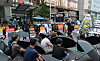 Merchants affected by delayed payments from TMON and WeMakePrice protest in front of the ruling party People Power Party's office in Yeouido, western Seoul. [YONHAP]