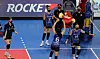 Athletes play with their masks on at Hwaseong Indoor Arena in Hwaseong, Gyeonggi on Sunday during a match between Korea Ginseng Corporation and the Industrial Bank of Korea Altos. [NEWS1]