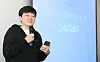 Kim Jong-youn, Scatter Lab CEO, speaks during a press event held Tuesday in Seongdong District, eastern Seoul, ahead of the release of Lee Luda 2.0 scheduled for Thursday. [SCATTER LAB]